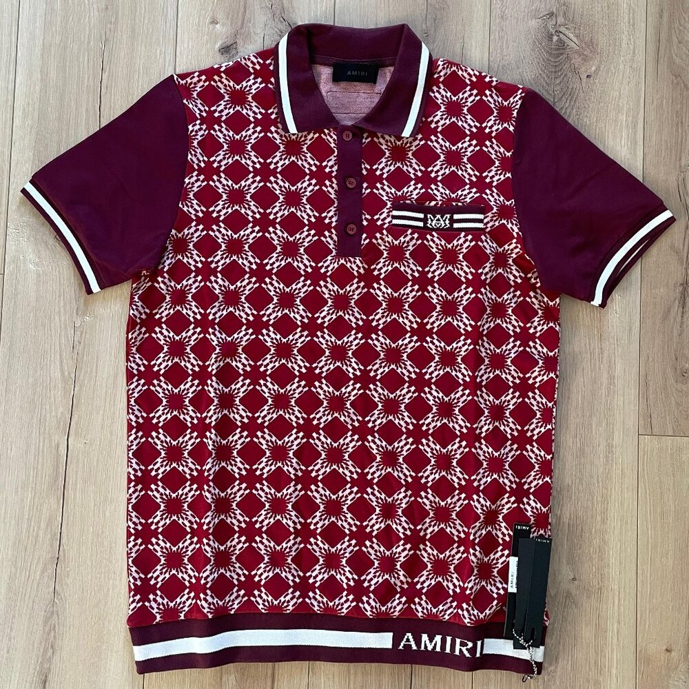 AMIRI MEN NEW CASUAL POLO SHIRT  RED COLOR